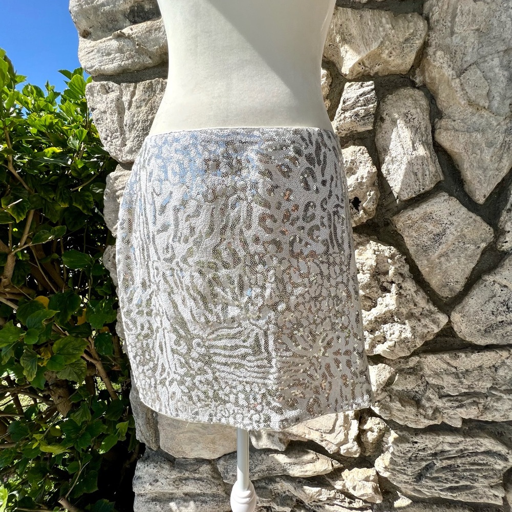 Lipsy London Sequin Zebra Print Mini Skirt Size 8